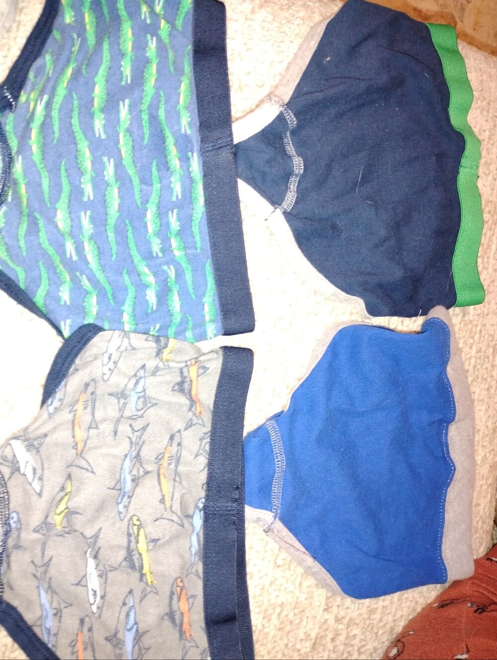 Kids' Cotton Briefs Pack - Navy, Blue, Gray with Shark & Gator Prints